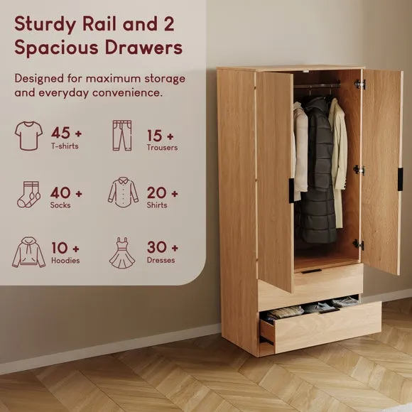 Hayes 2 Drawer Double Wardrobe 4