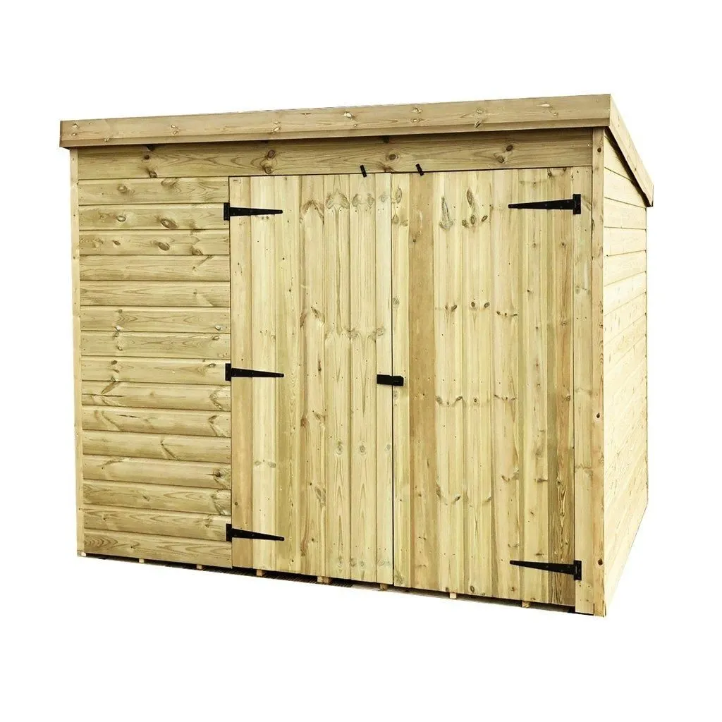 Marlborough 8 x 8 Pressure Treated Pent Garden Shed with Double Doors in Natural 6