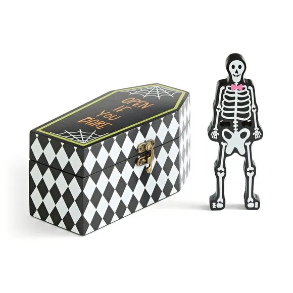Wooden Coffin with Skeleton Decoration 3