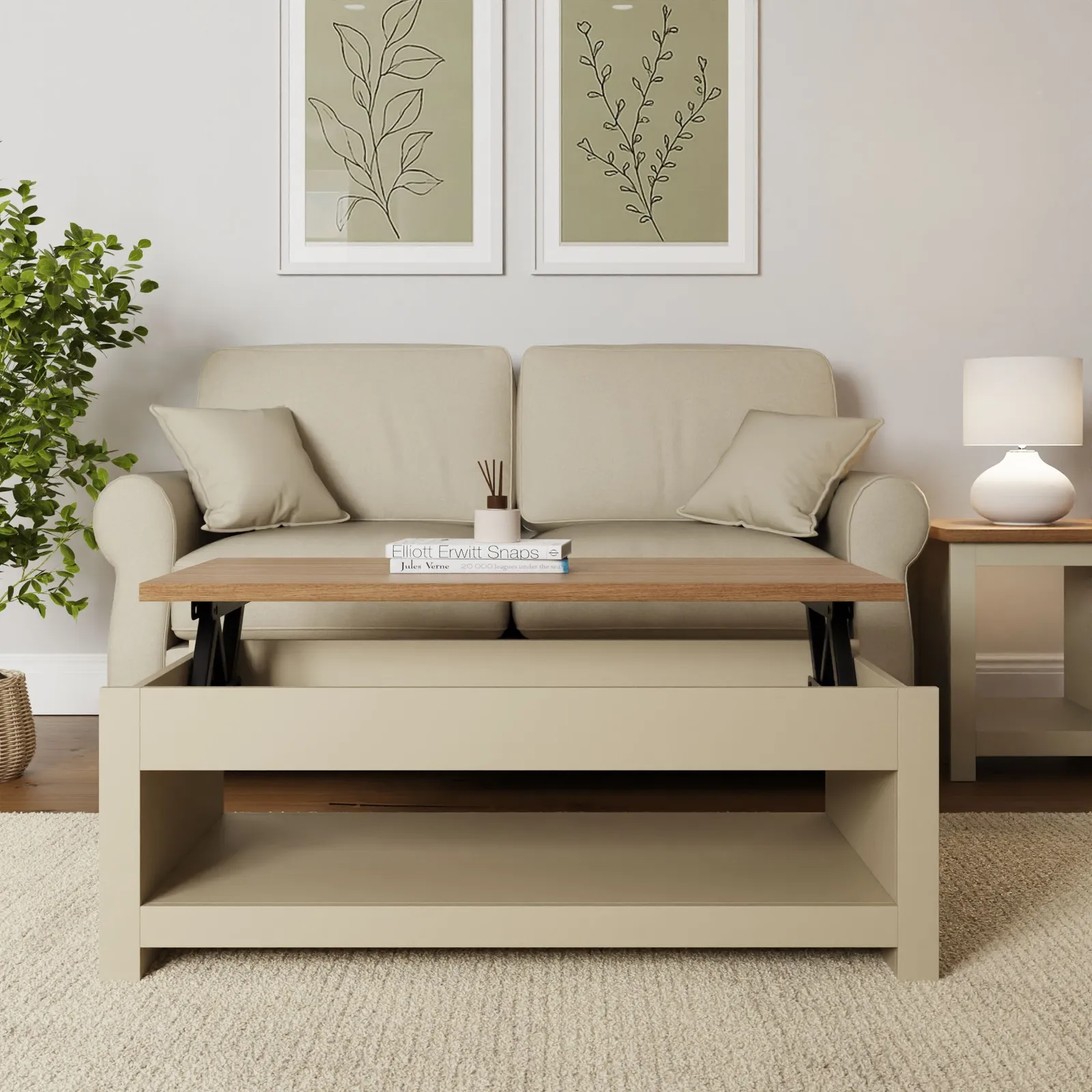GFW Lancaster Lift Up Coffee Table in Grey 3