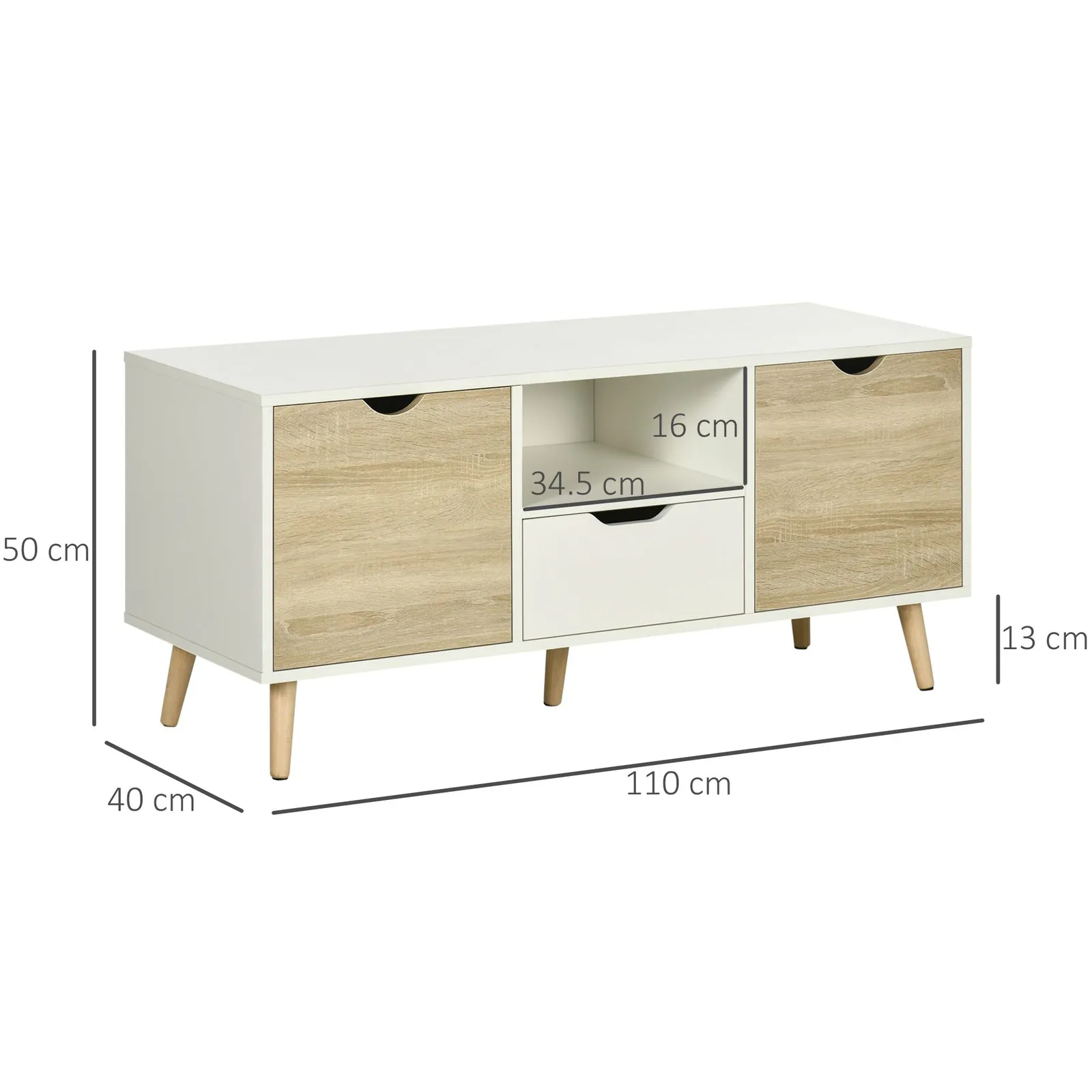 HOMCOM Modern TV Unit Cabinet Stand with Cabinets & Drawer in Light Brown 3