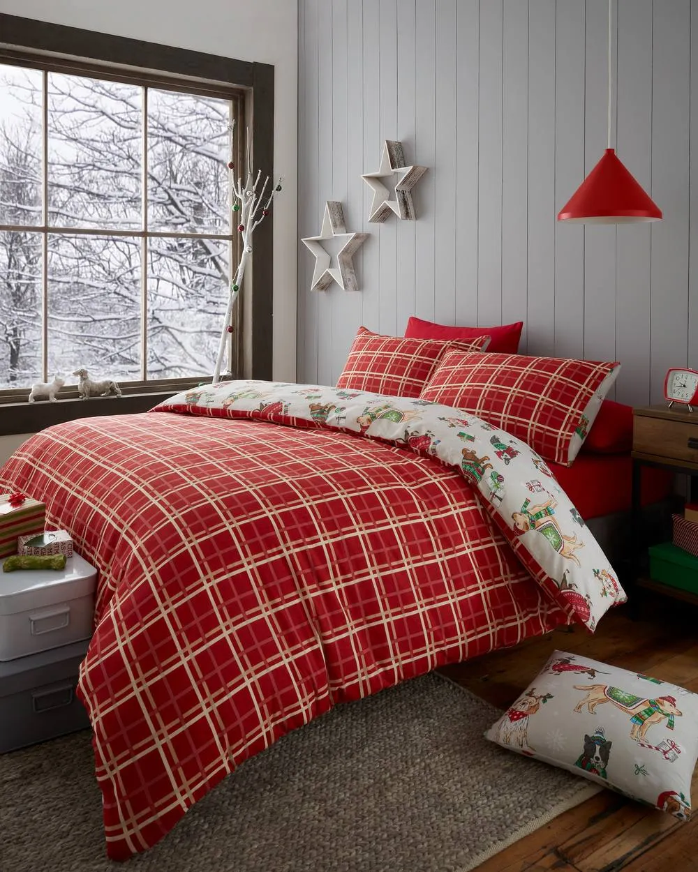 Portfolio Home Christmas Dogs Duvet Cover Set in Brown 2