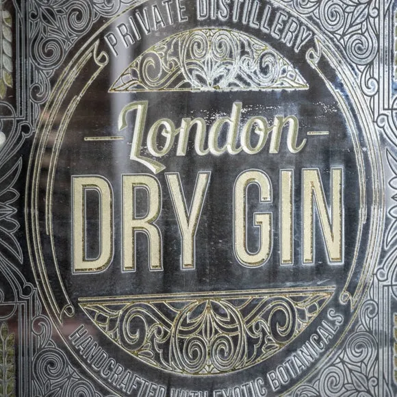 Cedar and Sage Antique Printed London Dry Gin Wall Mirror 2