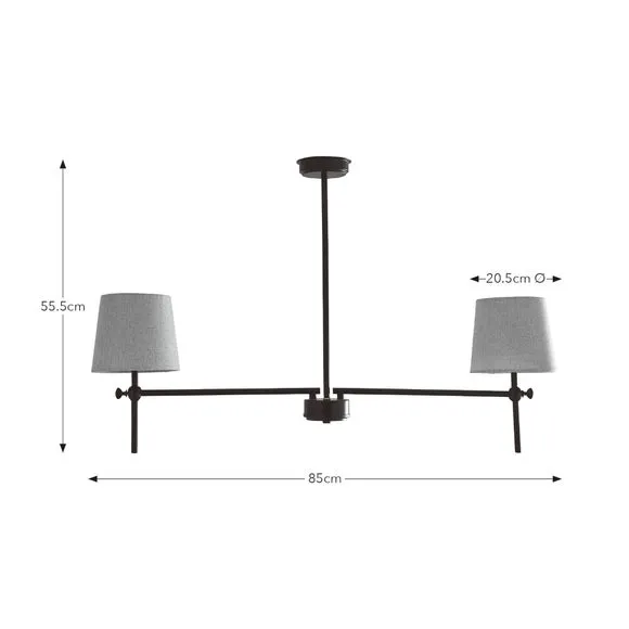 Charleston 2 Light Adjustable Diner Ceiling Light 6