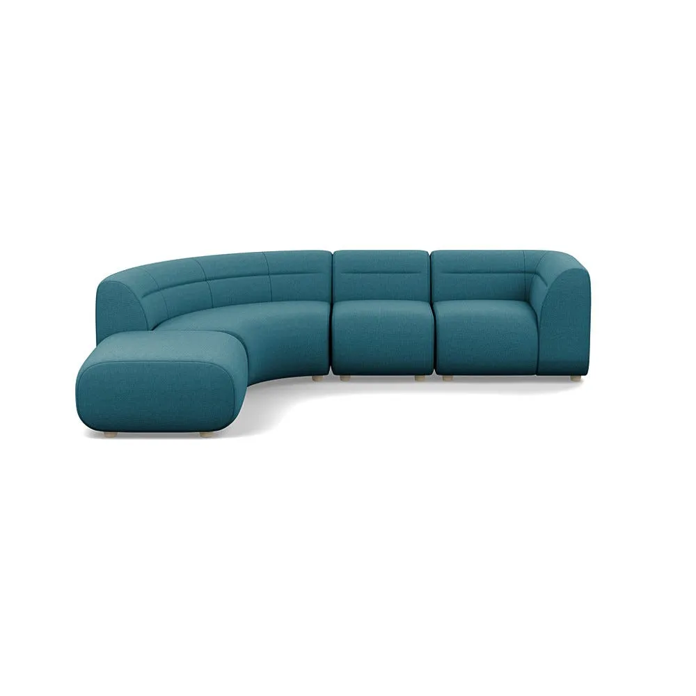 Heal's Lilli Left Hand Facing Curved Corner Sofa Brushed Cotton Cadet Natural Beech Feet 1