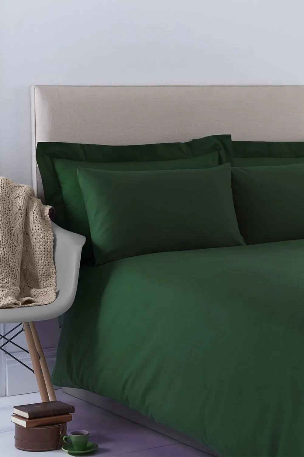 Martex Poetry Plain Dyed Duvet Cover Set in Bottle Green 1