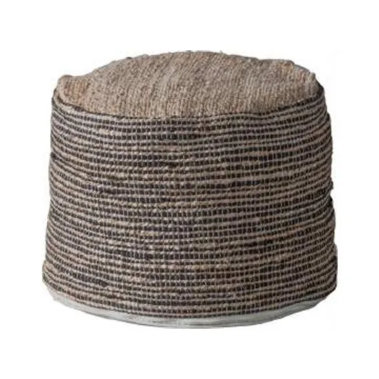 Castro Fabric Upholstered Round Pouffe In Jute
