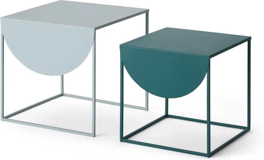 Emira Nesting Side Tables, Grey & Teal