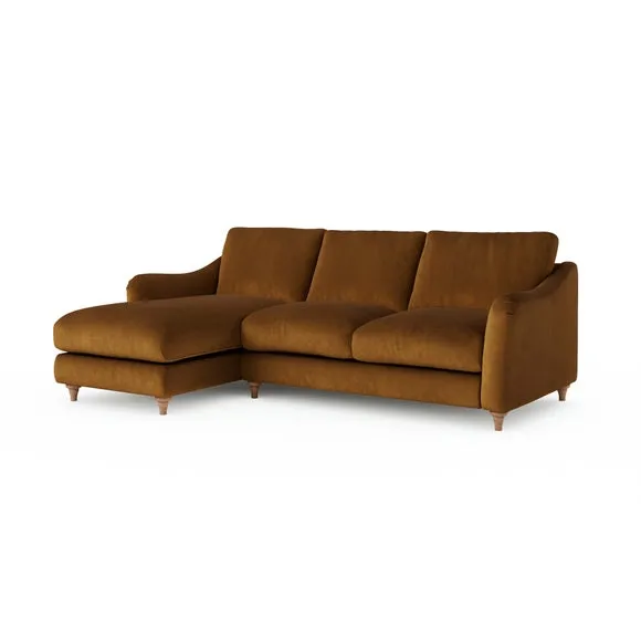 Hattie Matte Plush Velvet Corner Chaise Sofa 6