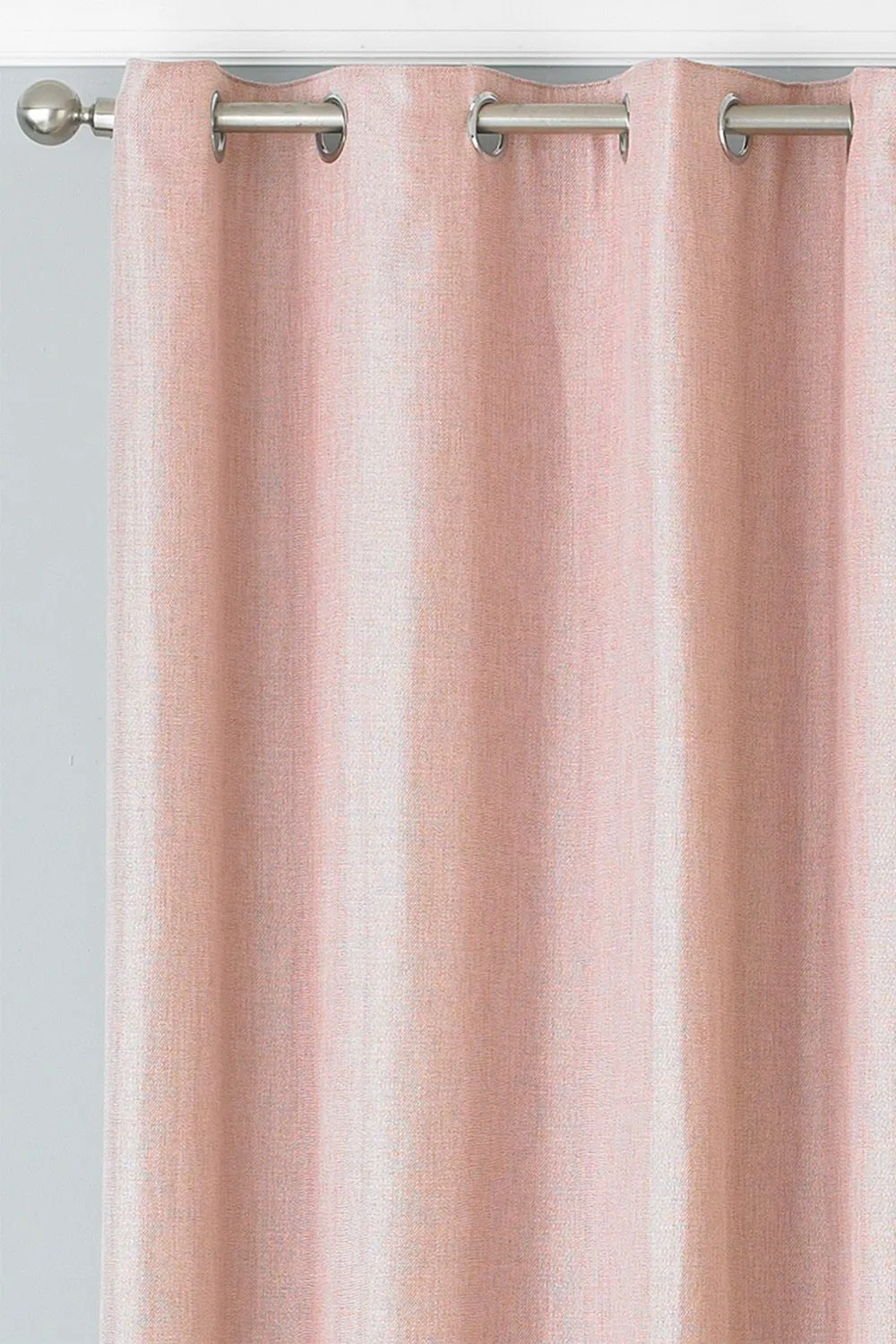 Paoletti Atlantic Twill Woven Eyelet Curtains in Baby Pink 2