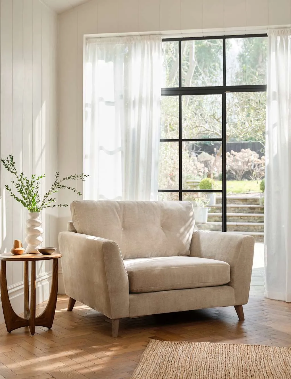 BARKER AND STONEHOUSE Ellis Chenille Snuggle Chair Light Cream