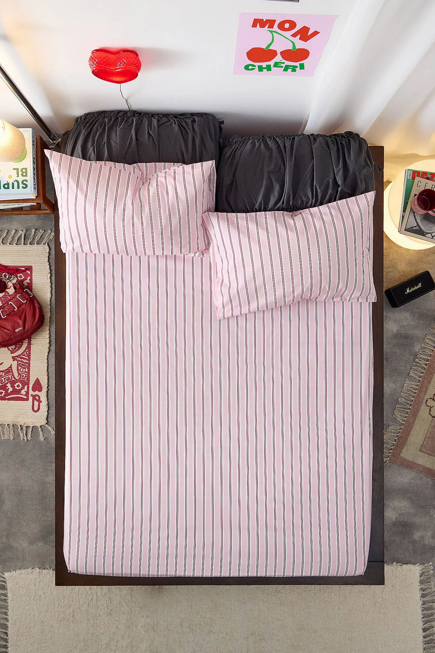 Pink & Red Stripe Fitted Sheet & Pillowcase Set - Pink 4