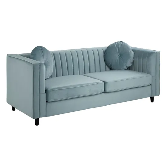 Felisen Velvet Upholstered 3 Seater Sofa In Midnight Green