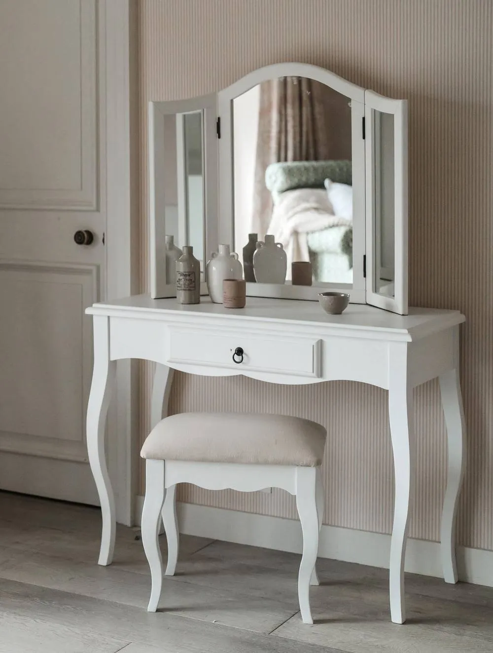 Statement Furniture Romance 3-Way Dressing Table Mirror in Cool White 2