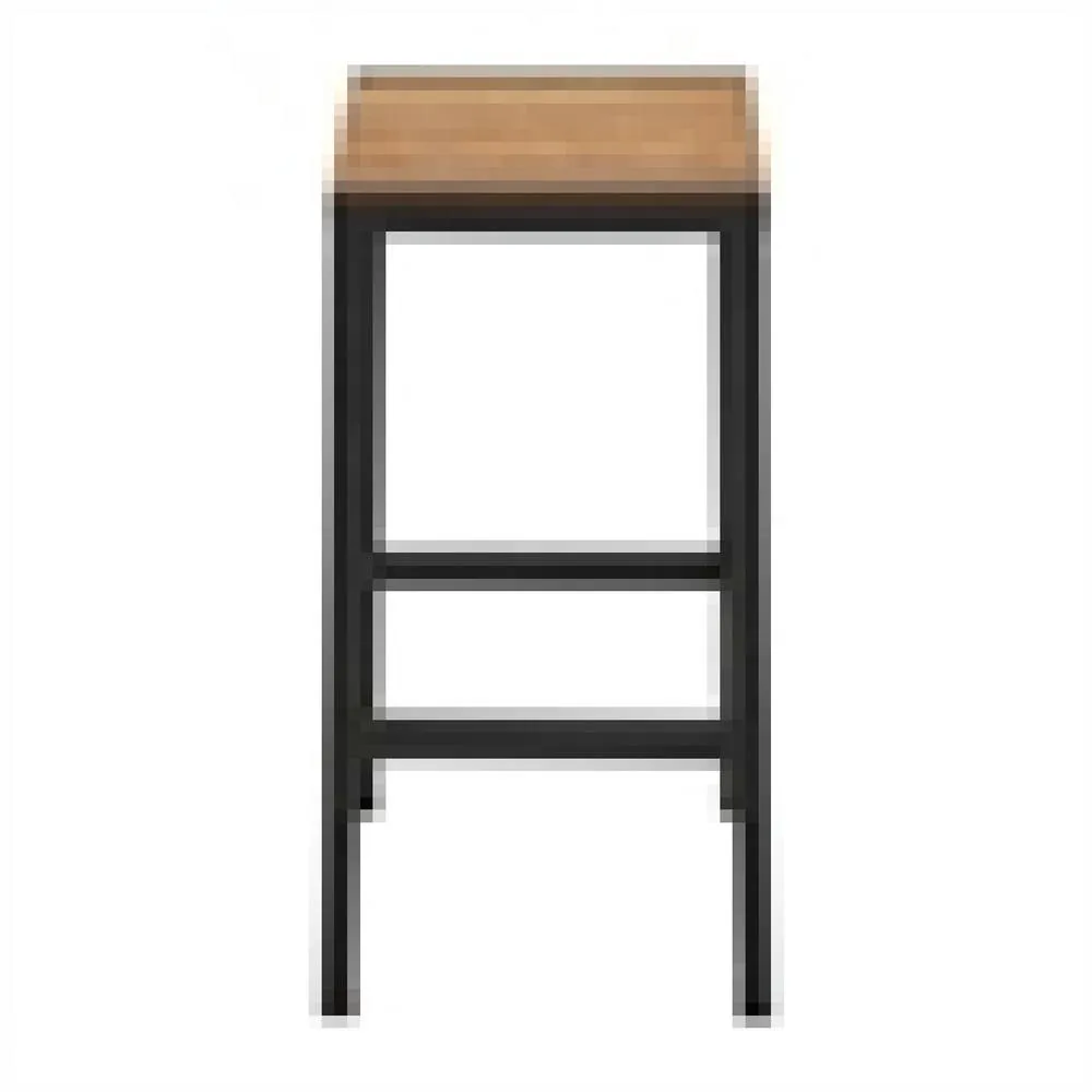 netfurniture Juneau Fixed Height Bar Stool Price Per Pair Black Steel & Acacia Wood 4