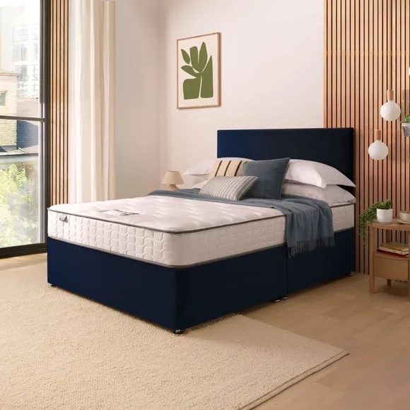 Silentnight Divan Bed With Velvet Paris Headboard and 800 Pocket Sprung Mattress
