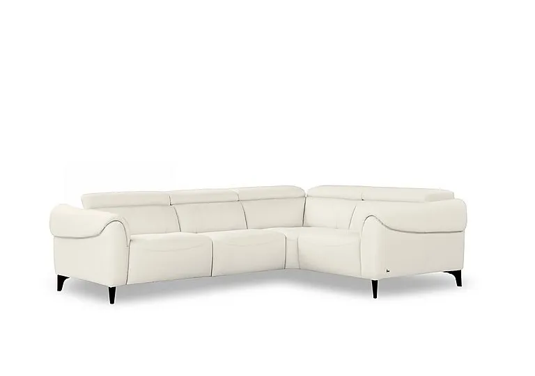 Nicole Small Leather Corner Sofa - Botero Bianco