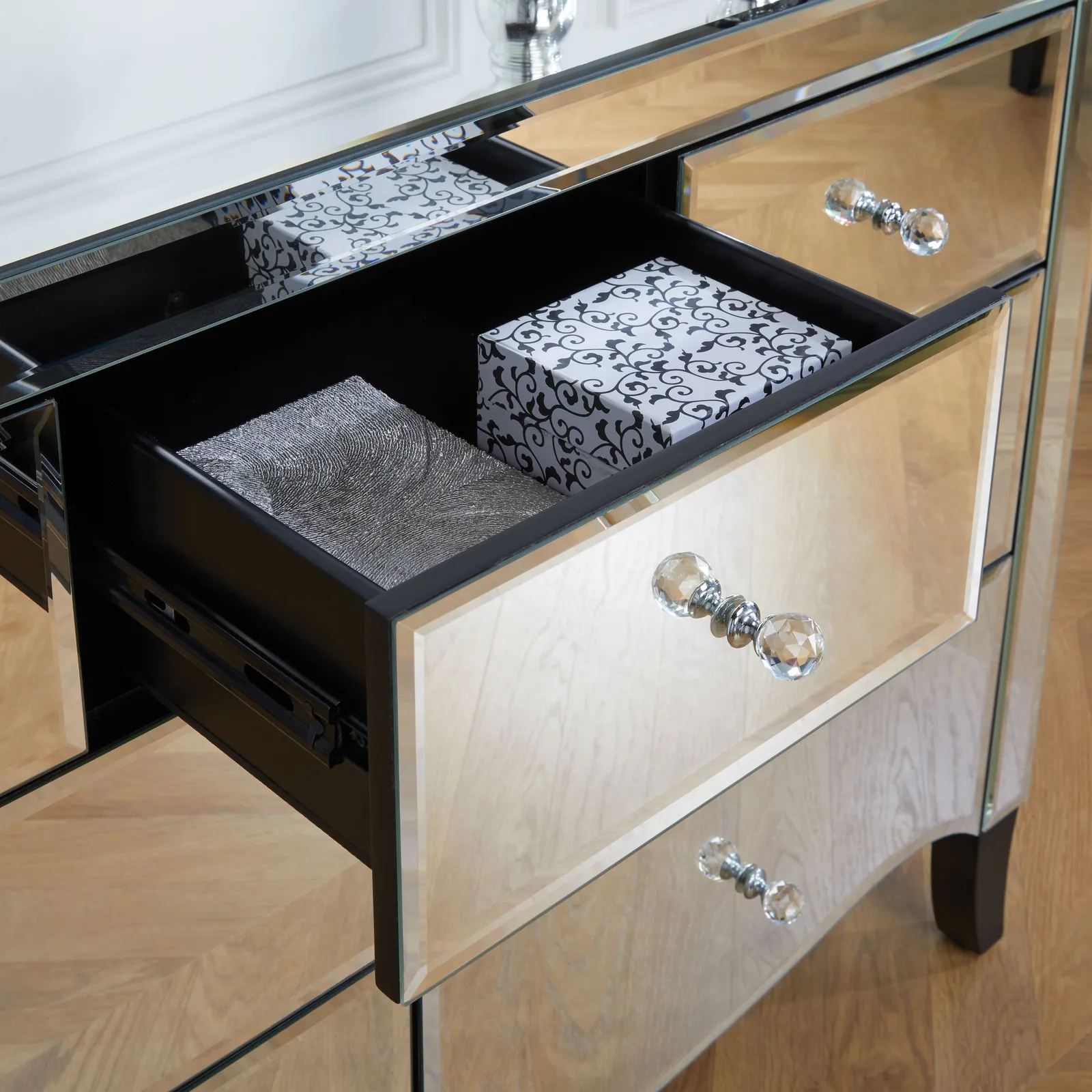 Birlea Palermo 3 Over 4 Chest Mirrored in Silver 4