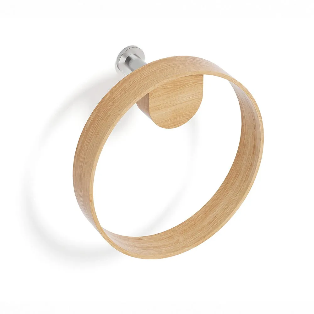 Wireworks Yoku Ring Towel Holder Natural Oak 2