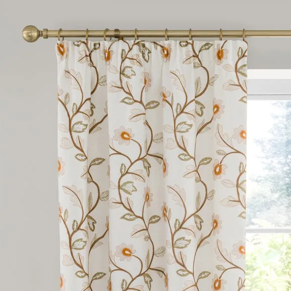Brookland Couched Floral Pencil Pleat Curtains 1
