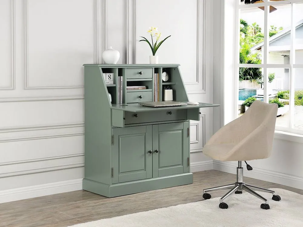 Vente-unique Secretary Desk - Pine & MDF - Almond Green - CLEORE