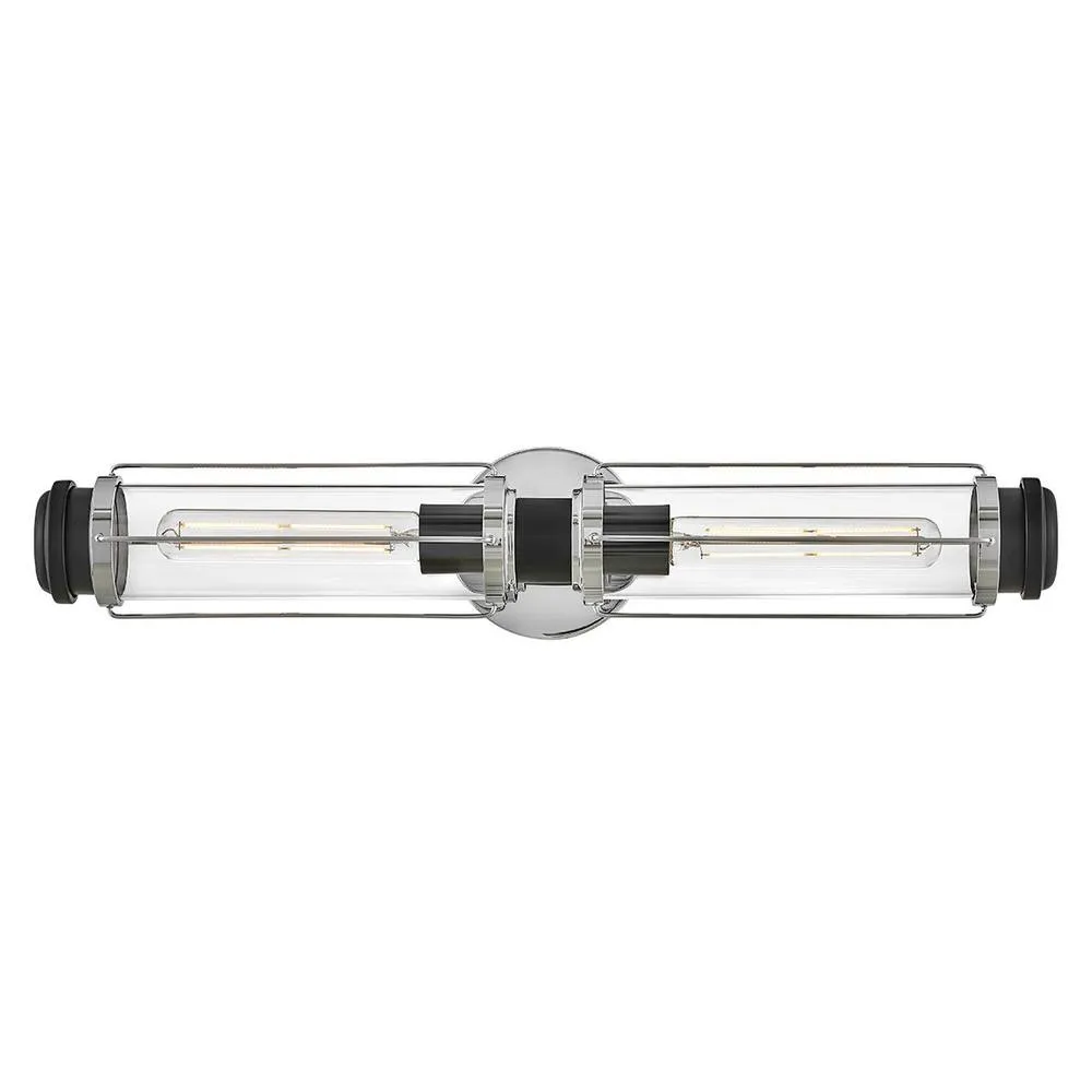 Netlighting Masthead 2 Light Outdoor Wall Light Polished Chrome & Black IP44 in Grey