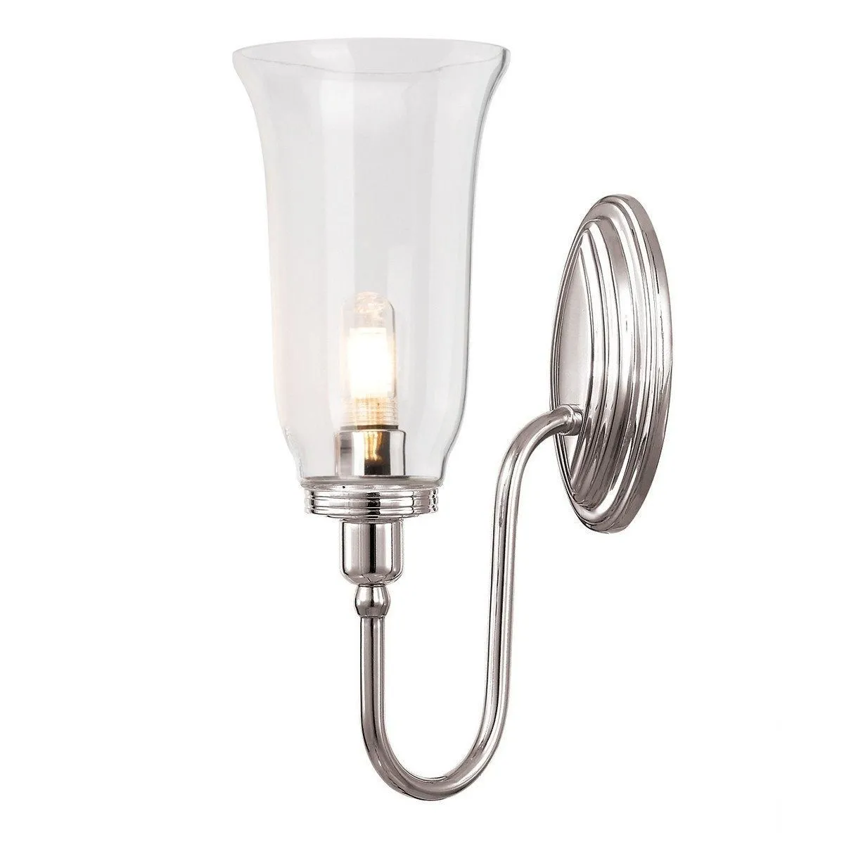 Netlighting Blake 1 Light Bathroom Wall Light Polished Nickel IP44 G9 in Grey