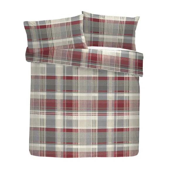 Dreams & Drapes Lodge Connolly Check 100% Brushed Cotton Duvet Cover & Pillowcase Set 4