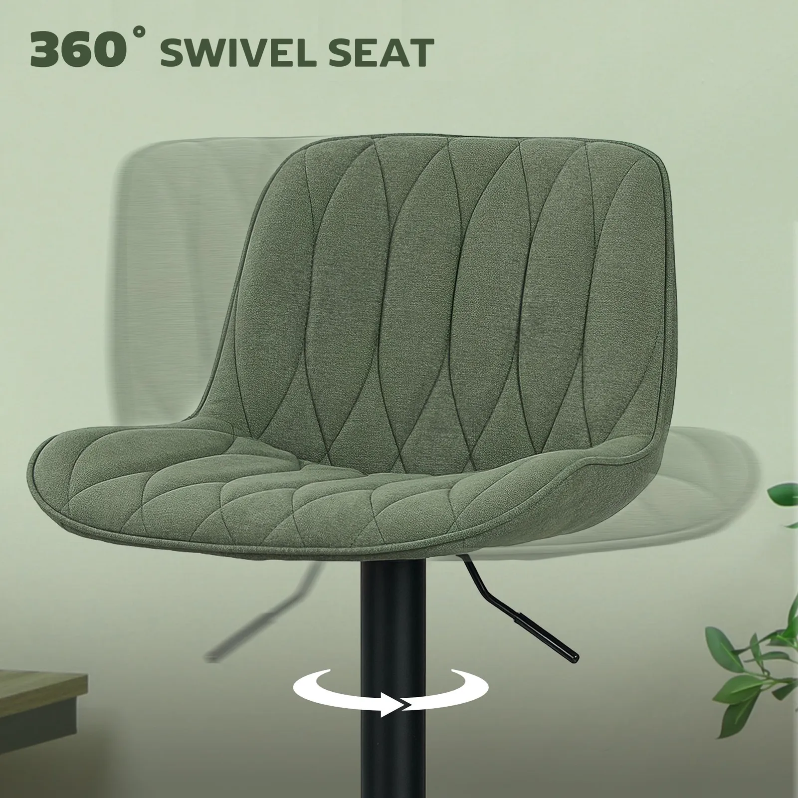 HOMCOM Bar Stools Set of 2, Modern Armless Bar Chairs in Green 6