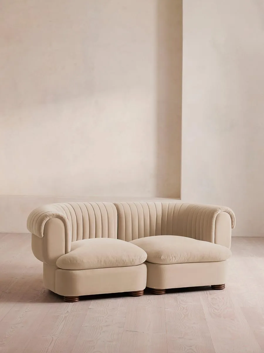 Rava Modular Sofa, Three Seater, Velvet, Porcelain