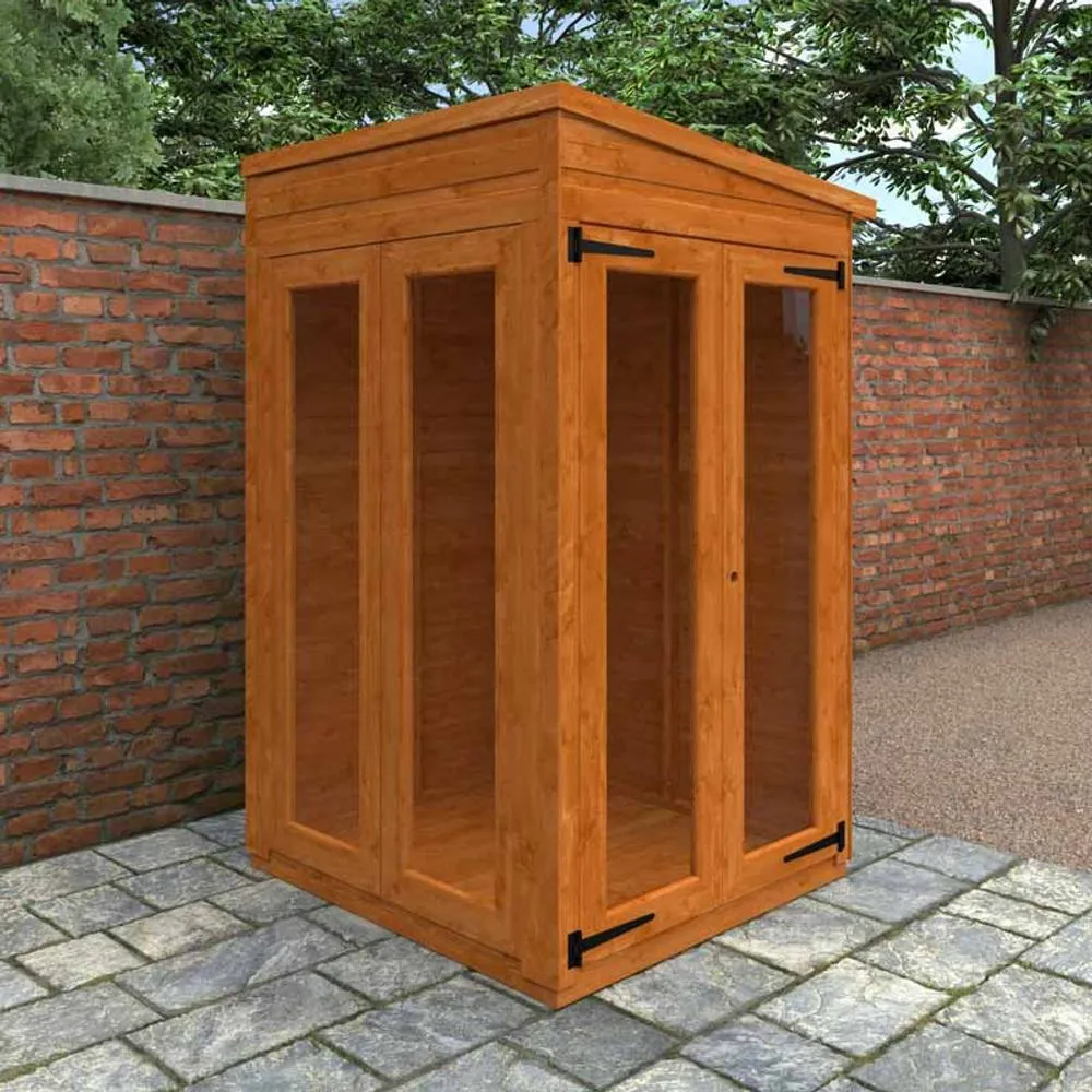 Buttercup Farm 4x4 Flex Pent Full Pane Summerhouse 12mm Flex - L123.8xW115xH203 cm in Burnt Orange 2