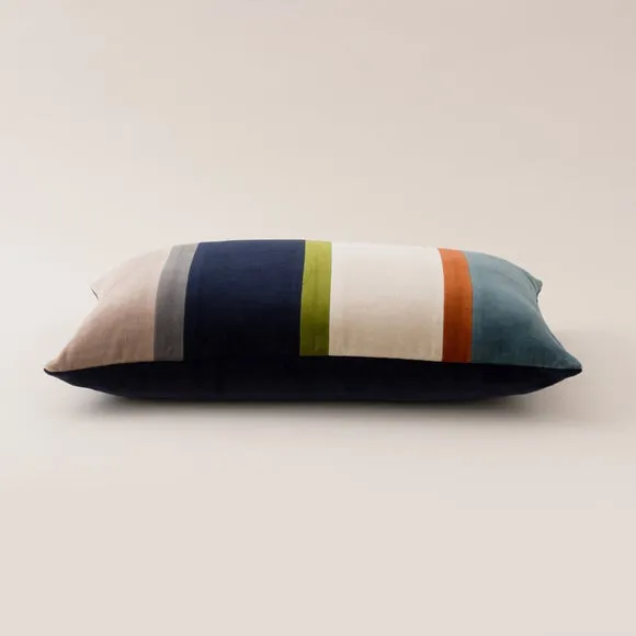 Clara Multicoloured Stripe Velvet Rectangle Cushion 4