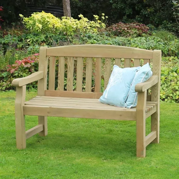 Emily 2 Seater Wooden Bench with Seat Pad 3