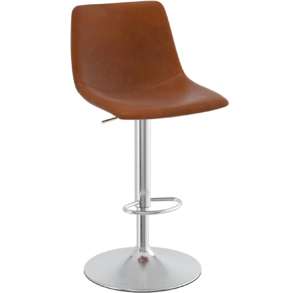 netfurniture Savo brushed chrome kitchen breakfast bar stools tan 3