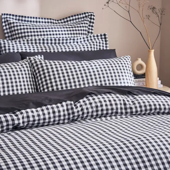 Portloe Woven Gingham 100% Cotton Duvet Cover & Pillowcase Set 2