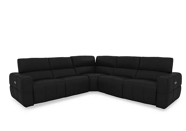 Cube Leather Large Power Recliner Corner Sofa with Power Headrests