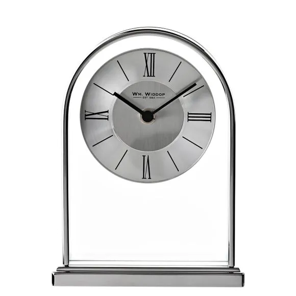 Widdop Chrome & Wood Veneer Mantel Clock 3