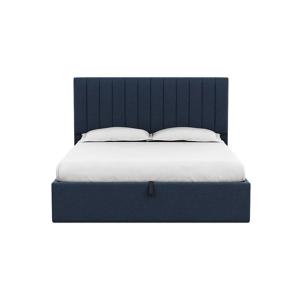 Heal's Lift Storage Divan Super King Boucle Indigo Black Feet 1