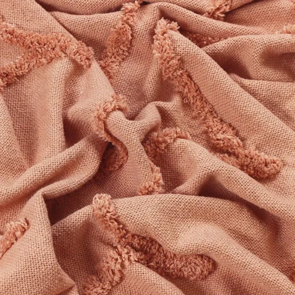 Furn. Jakarta Woven Cotton Tufted Throw Blush, Pink 2