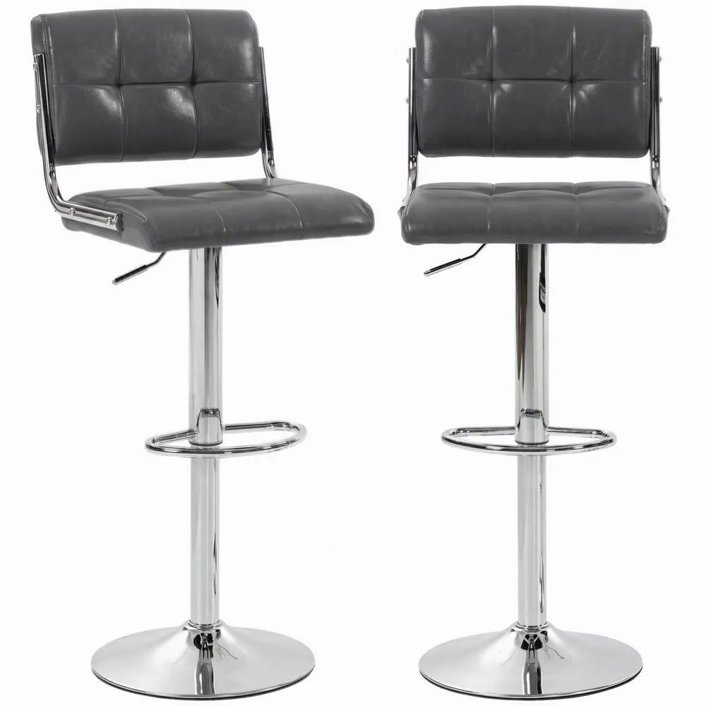 HOMCOM Adjustable Bar Stools Set of 2 with Backrest in Grey 1