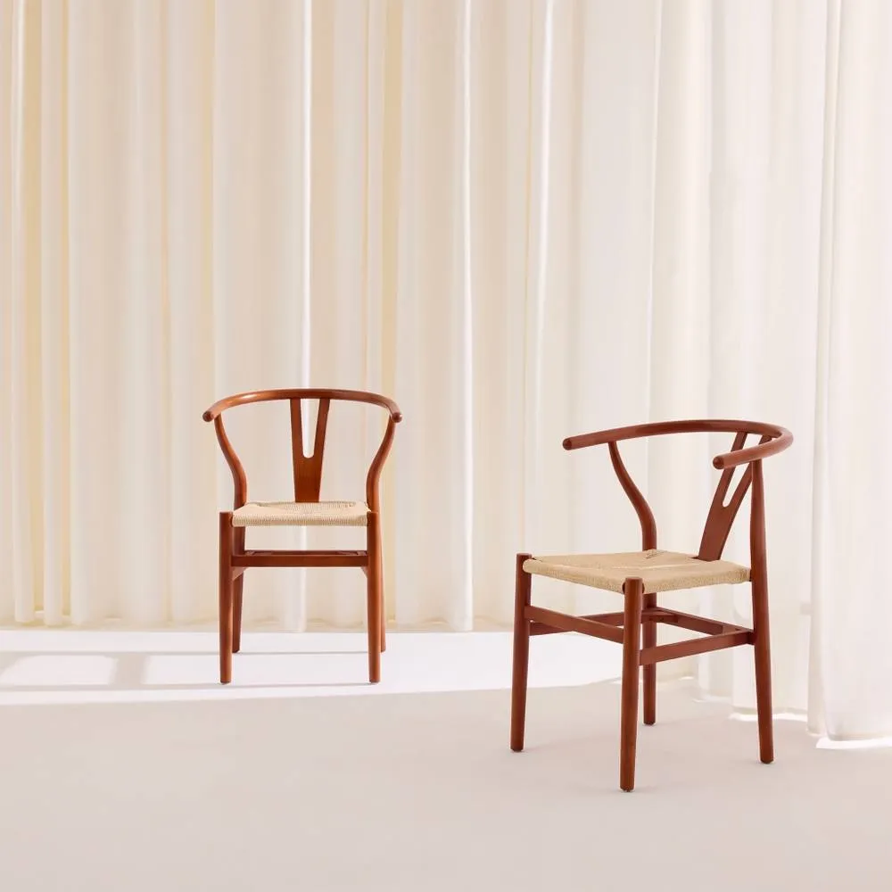 sweeek Set of 2 wooden chairs with rope seat in Dark Brown 1