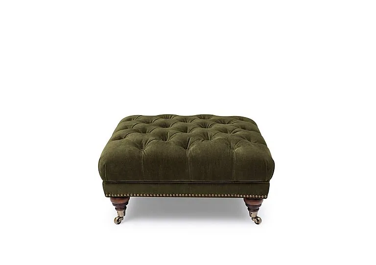 Shackleton Fabric Square Footstool with Castors - Pine