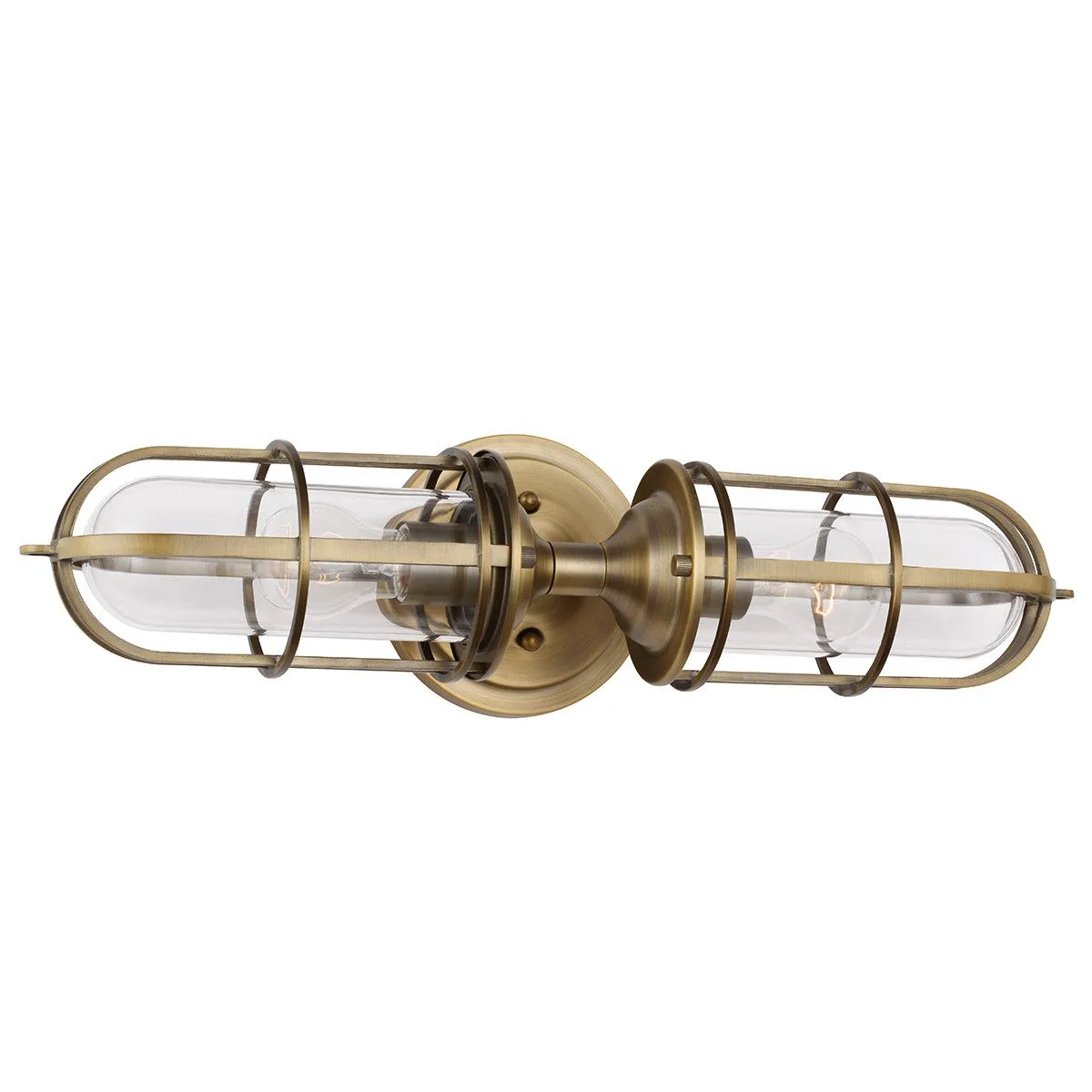 Netlighting Feiss Urban Restoration 2 Light Wall Light Dark Antique Brass IP44 in Yellow 5