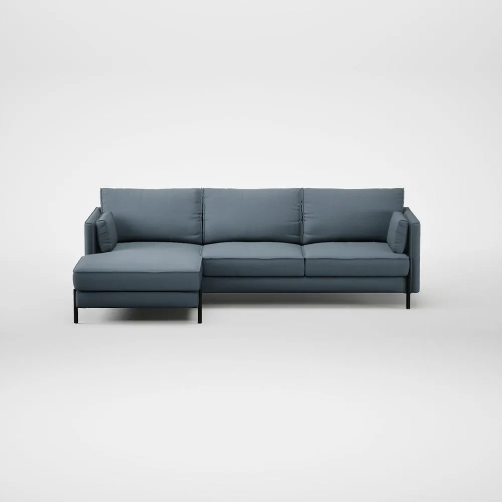 Heal's Tortona Left Hand Facing Corner Chaise Smart Cotton Linen Celestial Black Feet 2
