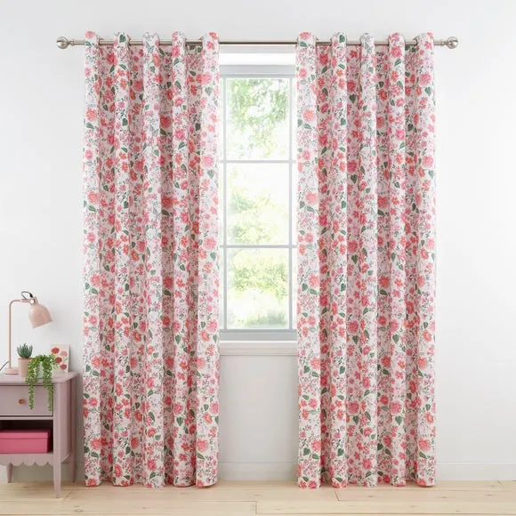 Eden Floral Polycotton Eyelet Blackout Curtains 2