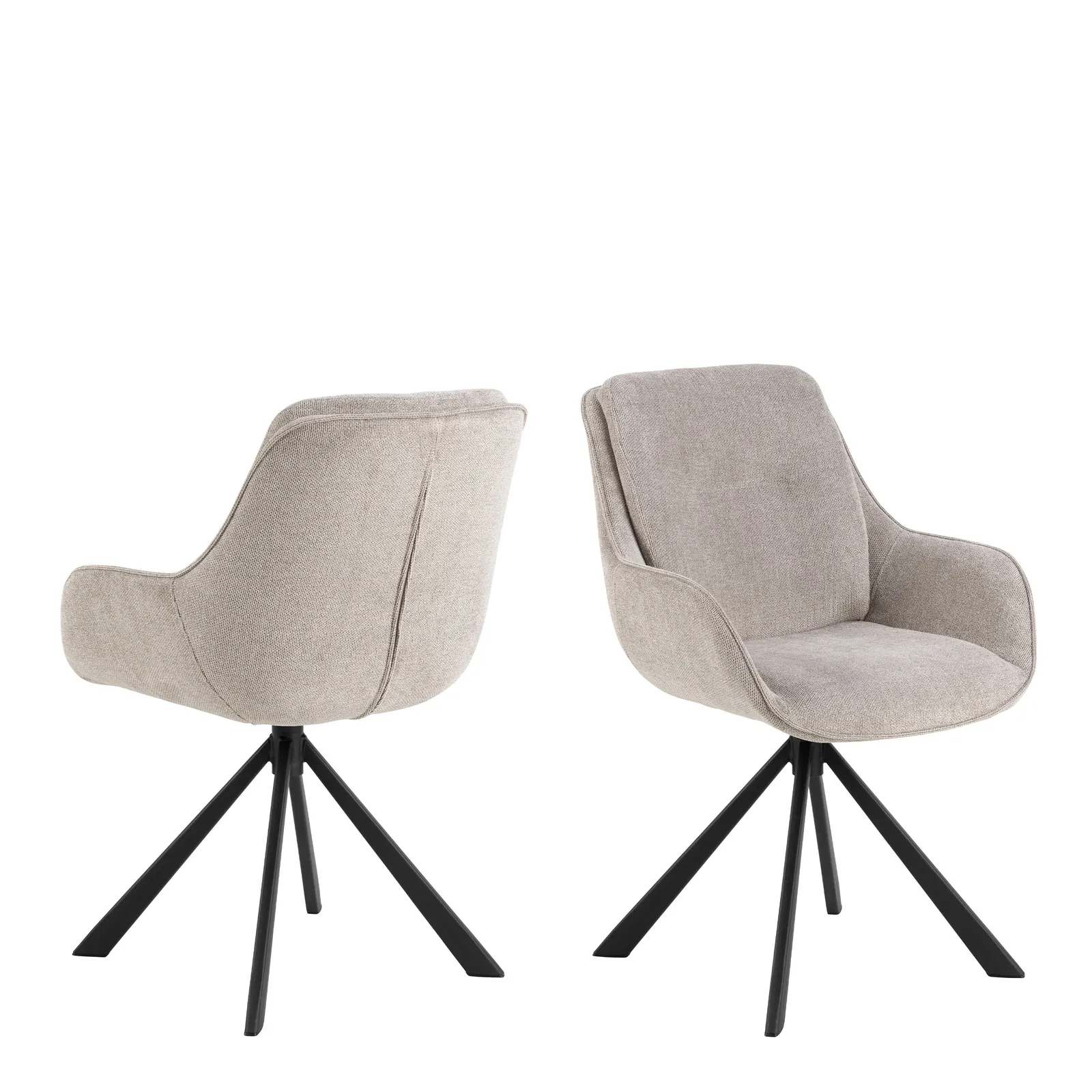 Furniture To Go Carrie Swivel Dining Chair in Sand Set of 2 in Light Grey