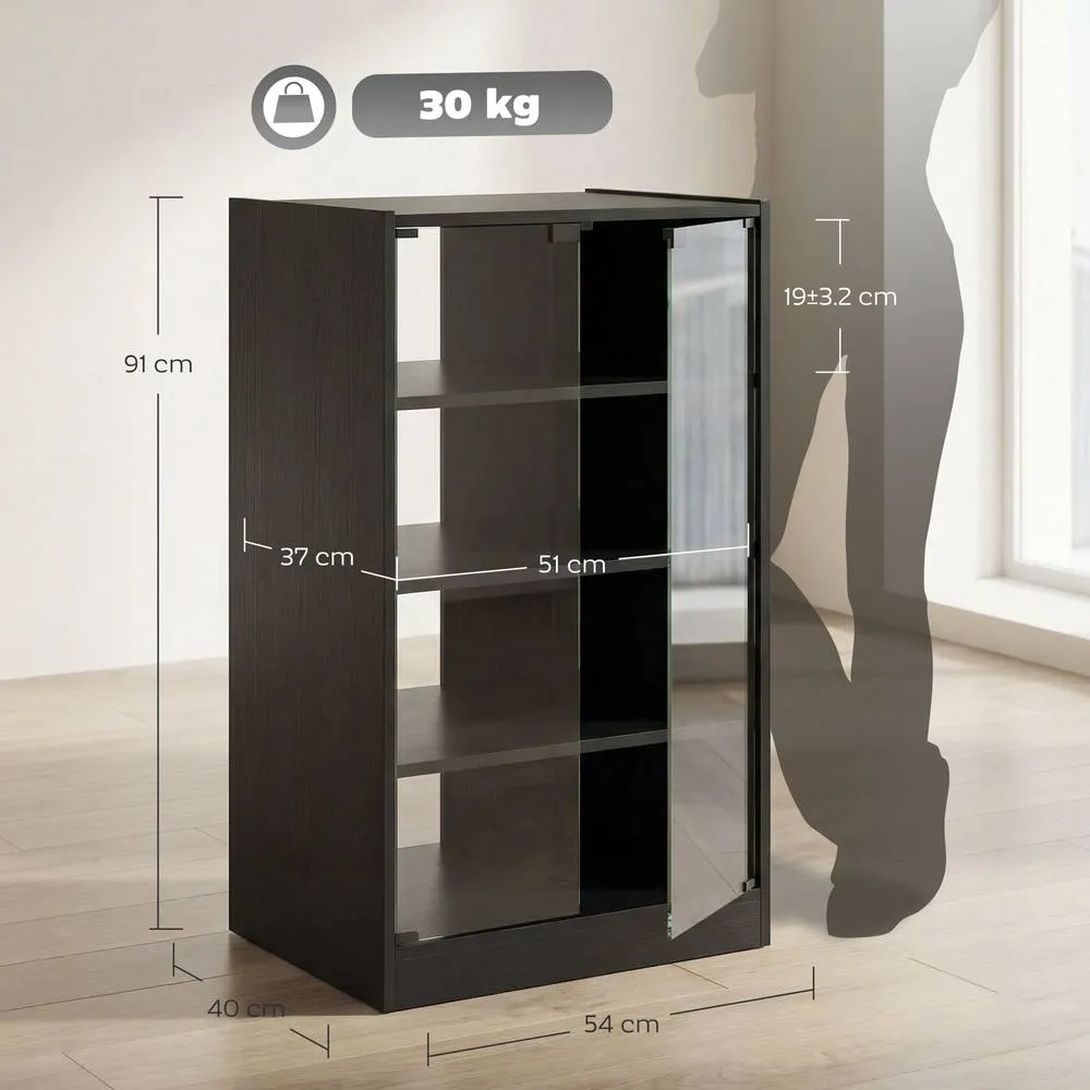 HOMCOM 4-Tier Hi-Fi Stand with Adjustable Shelves, Black Wood-Effect 3