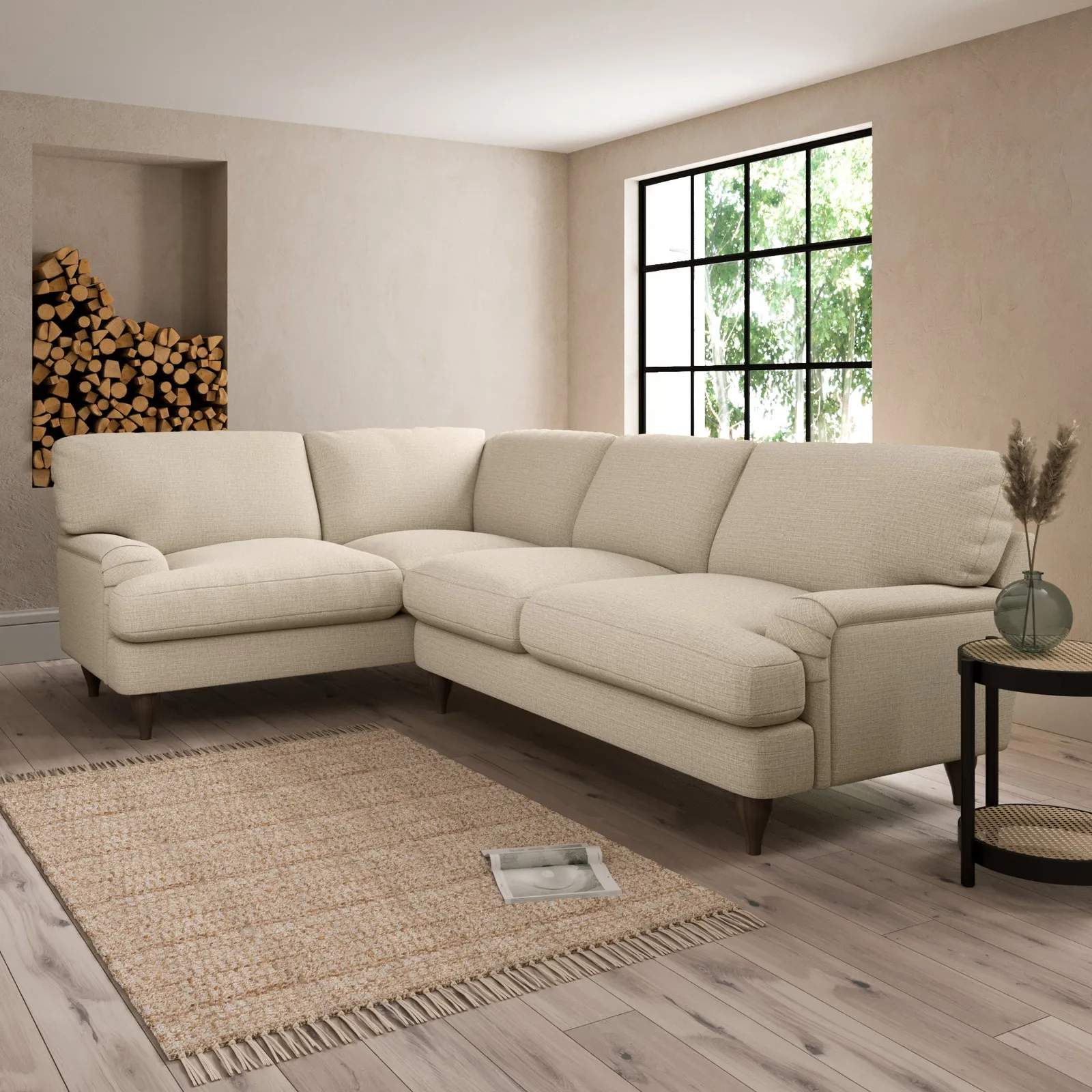 Darwin Textured Weave Left Hand Corner Sofa Textured Weave Honey