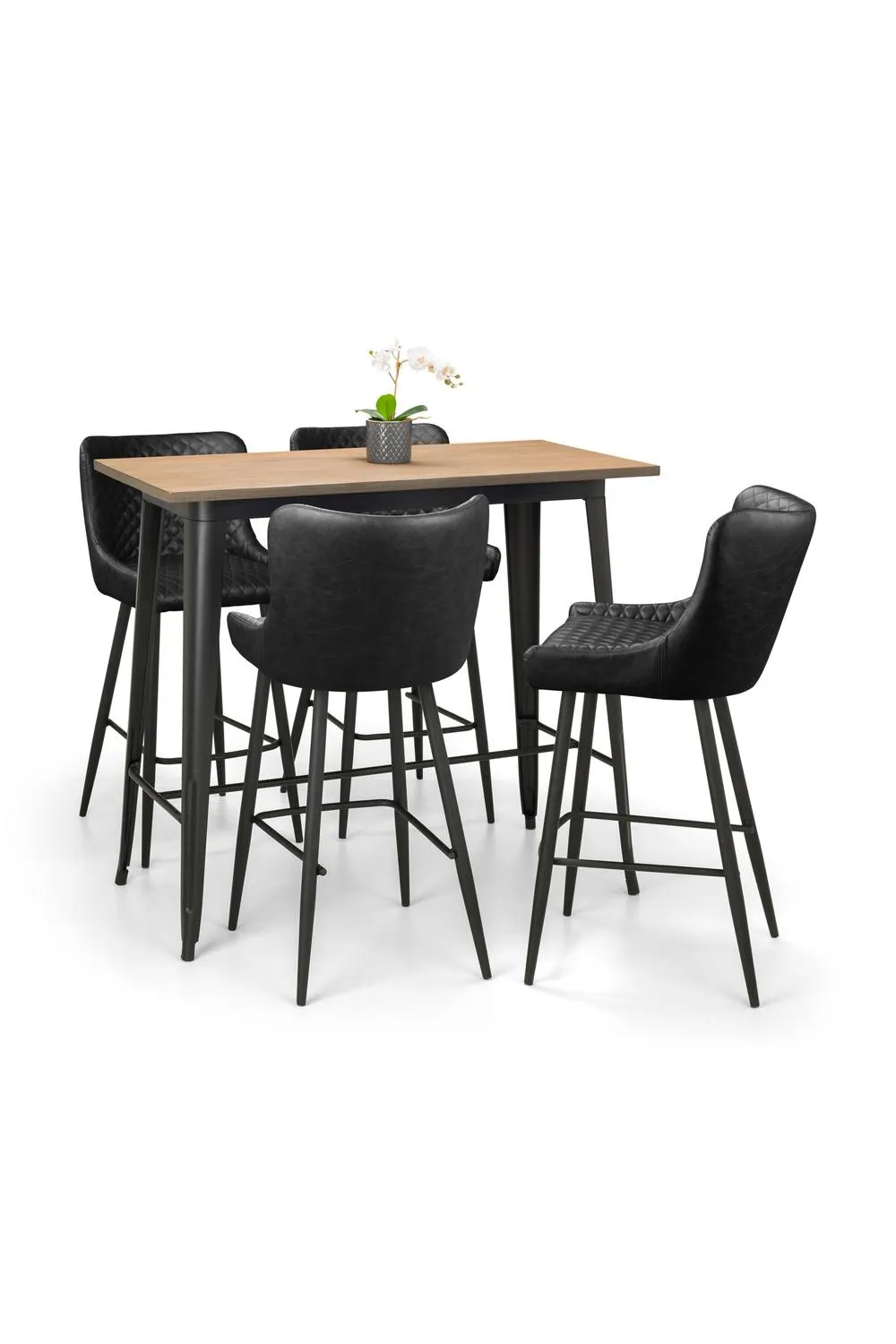 Julian Bowen Luxe Diamond Quilted Upholstered Bar Stool (Set of 2) in Black 5