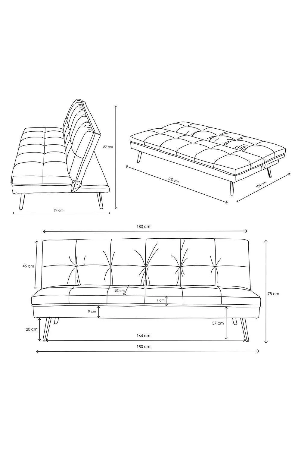 Homescapes Laurie Velvet Click Clack Sofa Bed in Yellow 6